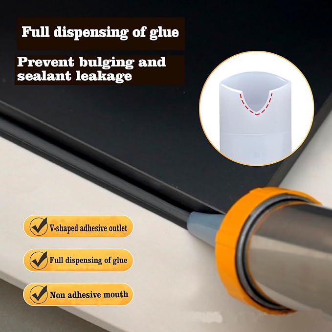Sausage Caulking Tips 7-23mm Cone Trowel Nozzles Nozzle For Sausage And Bulk Guns ，V-neck，Glue nozzle + scraper + hook knife tool set,Non-stick, no-clean adhesive nozzle