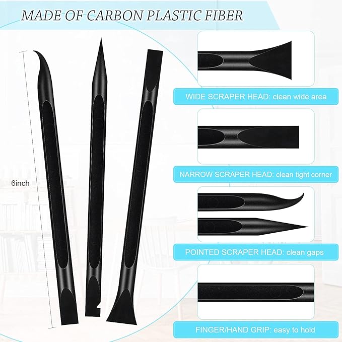 Honoson Non-scratch Plastic Scraper Tool Carbon Fiber Plastic Cleaning Tool Pen-shaped Stiff Scraper for Kitchen Sticker Scratch Cleaning