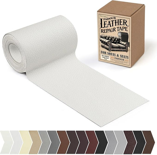 Leather Repair Patch, 3 x 60In Self Adhesive Leather Repair Tape Kit for Furniture, Couch, Sofa, Office, Car Seats, Car Interior,Vinyl Repair Kit (White)