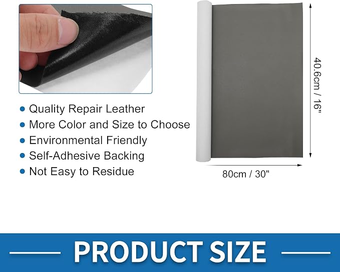 Self Adhesive Leather Repair Patch Strong Stickiness 30"x16" Leather Repair Tape PU Leather Gray 1 Pcs