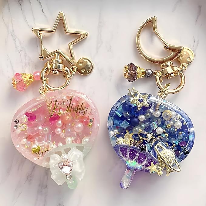 Resin Shaker Molds Hand Fan Set with Films for Kawaii Keychain Charms