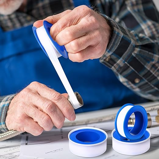 Pushglossy 50 Rolls PTFE Tape 1/2 x 520 Inches Plumbers Waterproof Sealant Plumbing Tape for Shower Head Repairing Water Pipe Sealing (White)