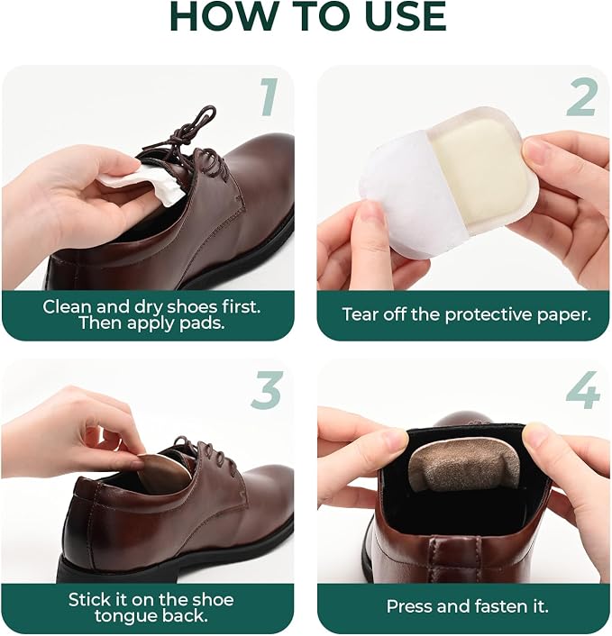 Shoe Tongue Pads for Men & Women - Welnove 2 Pairs Suede Memory Foam Shoe Padding Cushion Soft Self Adhesive Inserts Filler for Boots, Leather Shoes, Dress Shoes, Loafers (Beige, Size L)