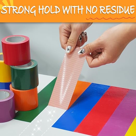 SWRT 6-Pack Rainbow Colored Duct Tape 10 Yards x 2 Inch Heavy Duty, Waterproof Color Duct Tape Tear by Hand, Strong Adhesion No Residue for DIY, Packing, Marking and Arts & Crafts