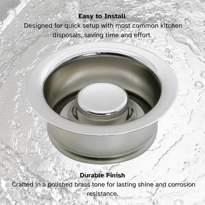 Westbrass D2089-05 4-1/4" Kitchen Sink Waste Disposal Drain Flange and Stopper, Polished Nickel