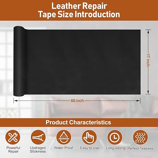 Leather Repair Patch, 17X60 Inch Self Adhesive Leather Repair Patch, Vinyl Repair Patch Kit, Leather Patches for Furniture, Couches, Car Seats, Cabinets, Wall, Handbags - Dark Grey #1