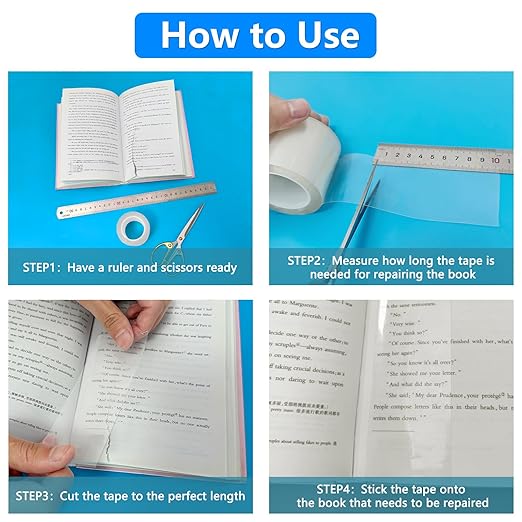 YINTTIAN Archival Safe Acid-Free Book Repair Tape,Clear Strong Waterproof Adhesive,No Residue for Libraries,Old Books,Broken Pages,(2 Inch x 16.5 Feet)
