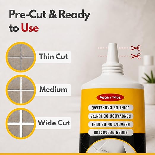 ISPAR Tile Grout Repair Kit – White Grout Filler 8.8 oz, Pre-Mixed Grout Repair Paste, Ready to Use Tile Joint Filler for Bathroom & Shower Tile, Includes Spatula