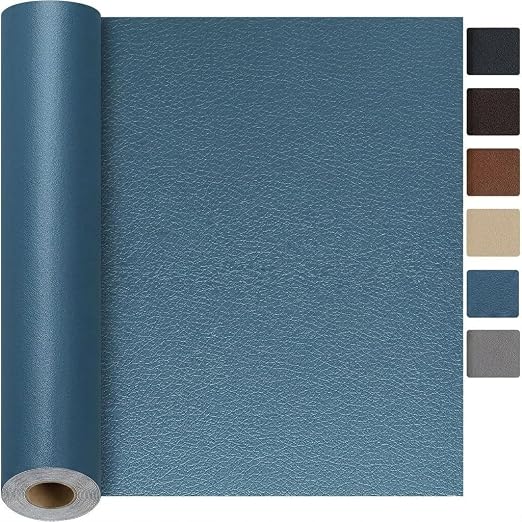 Qextce Leather Repair Patch Tape, Blue, 17x100 Inch | Self-Adhesive, Waterproof, Wear Heat Resistant, Vinyl Leather Repair Kit, For Furniture, Car Seat, Sofa, Couch, Luggage