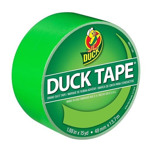 Duck 1265018 Color Duct Tape Neon Lime Green, 1.88 Inches x 15 Yards, Single Ro