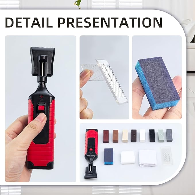 Tile Repair Kit with Electric Heating Pen & Wax Blocks, Ceramic Tile Repairing Tool Set for Repairing Cracks, Gaps in Ceramic Tile, Porcelain, Walls, Tubs, Floor