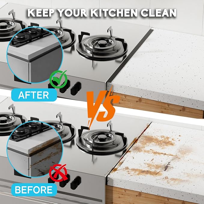 Stove Gap Covers - 2 Pack Stainless Steel Stove Gap Filler, Length 23.4" Width 0.79"Heat Resistant Oven Gap Filler - Spring Clip Design Non-Slip Stove Guard Between Stove Top & Counter
