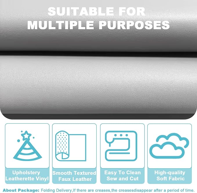 White Smooth Faux Leather Fabric 39"x54" - Waterproof Solid Color Vinyl Upholstery Sheet for Furniture Restoration & Handbag DIY Projects