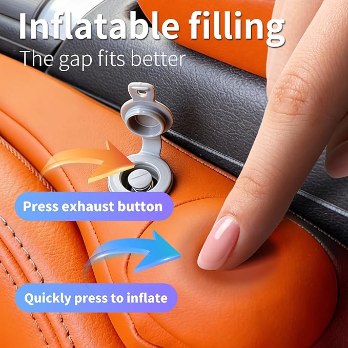 Inflatable Car Seat Gap Filler, Air Bladder Leak Proof Plug for Car Seat Cracks, Universal Fit Easy Installation to Prevent Items from Falling - No Tools Required, Back Seat Safe Black