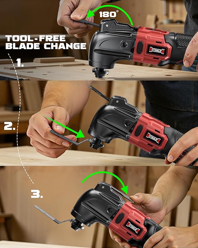 DIYtoolifz Cordless Oscillating Tool Compatible with Milwaukee 18V Battery, 6 Variable Speed Brushless-Motor Tool, Oscillating multi tool kit for Cutting Wood Nails Remove Grout & Sanding(Tool Only)