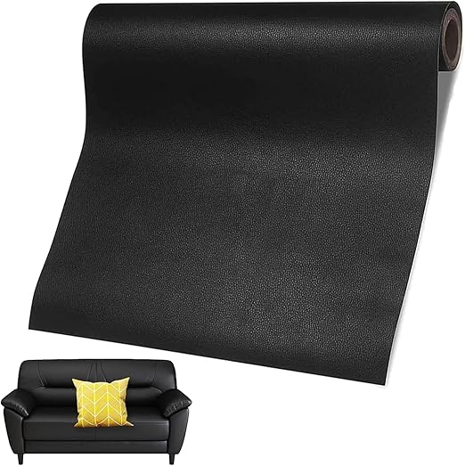 Leather Repair Patch, Large Vinyl Patch Kit, Self Adhesive Leather Repair Tape, Vinyl Repair Tape, for Couches, Car Seats, Chairs, Furniture (Black, 24 x 54 Inch)