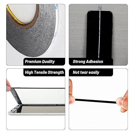 Kaisiking 5mm x 50M LCD Repair Tape for Phone Screen, Adhesive Tape with 1 Tweezers for Cell Phone, iPad, Tablets, Laptops, Camera