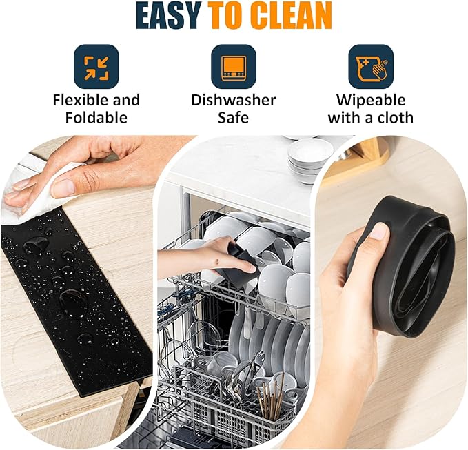 3rd Generation B-Forest Silicone Stove Gap Covers (2 Pack), Seals Gaps Between Stovetop and Counter, Heat Resistant Oven Gap Filler, Kitchen Stove Gap Guard (25 in-Black), Easy-Clean, Easy-Secure