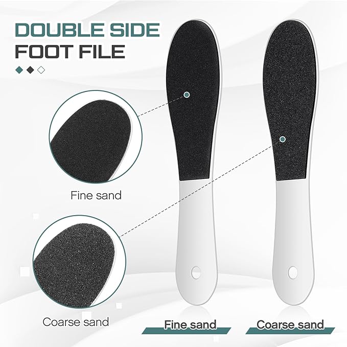 Lothee 15 Pack Foot File Foot Callus Remover Double Sided Professional Sandpaper Pedicure Tool Feet Scrubber Sander Feet Rasp for Dead Skin Cracked Heel Women Manicure Beauty Spa, 100/180 Grit, White