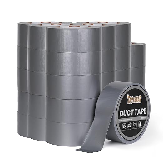 TAPEBEAR Duct Tape Heavy Duty 1.88 Inch x 30 Yards(90Feet), Silver Waterproof Tape 9mil Thick Adhesive Tape Strong, Writable, Tear by Hand for Packing, Repairs, 30 Rolls, Total 900Yards
