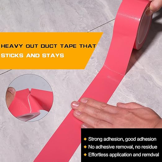 Pink Duct Tape Heavy Duty 2 Pack, 2 Inch x 20 Yards Waterproof Cloth Tape, Hand Tearable No Residue Multi-Purpose Strong Adhesive for Home Repair, DIY Crafts, Moving & Outdoor Projects