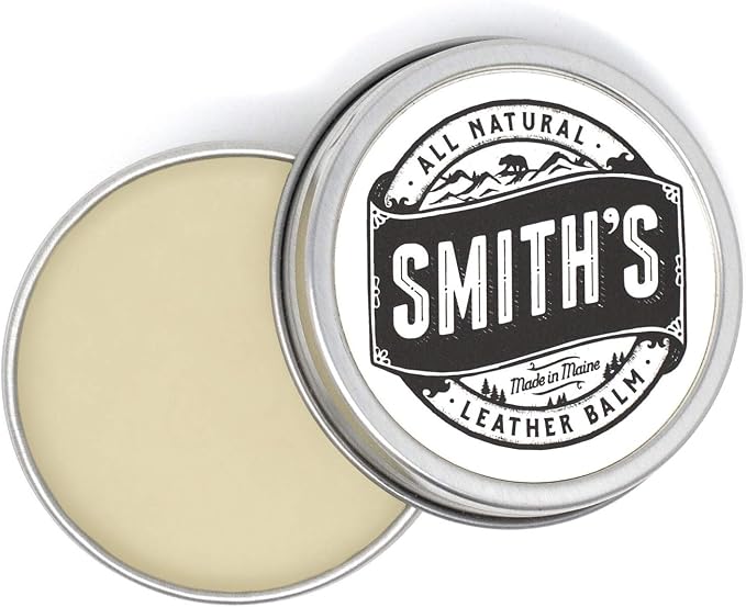 Smith’s All Natural Leather Balm – 4 oz Tin | Handmade in Maine | All-Natural Beeswax, Cocoa Butter & Almond Oil Leather Conditioner | Safe, Non-Toxic Care for Boots, Bags, and Furniture