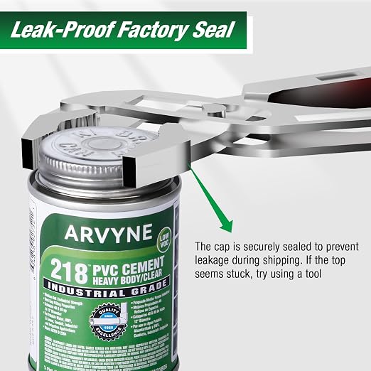 PVC Cement 4 oz, PVC Glue, Vinyl Cement, Industrial Solvent Cement for PVC & Vinyl Repair, Clear Waterproof Fast-Dry Glue for Rigid UPVC & Hard PVC, Leak‑Proof Can