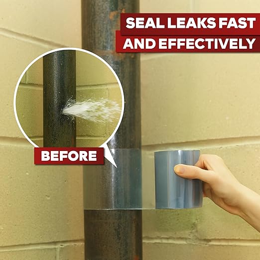 XFasten Waterproof Patch and Seal Tape Clear, 4” x 10-Feet Roof and Gutter Rubber Repair Tape for Stop Leak Repair on Gutter, Roof, Boat, Pool, HVAC
