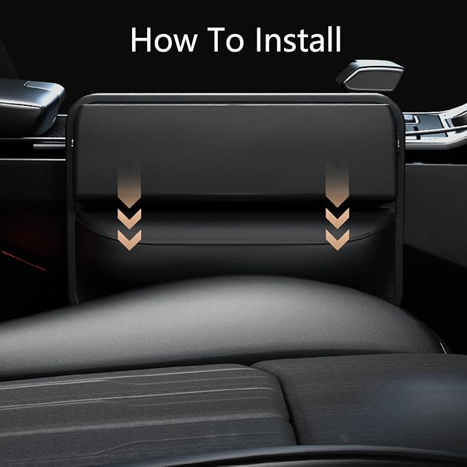 Car Seat Gap Filler Organizer,2 Packs Premium PU Leather Storage Box No Slip Pad Compatible with Phone Key Wallet Phone Sunglasses Pockets Seat Catcher Holders Console Side Organizers