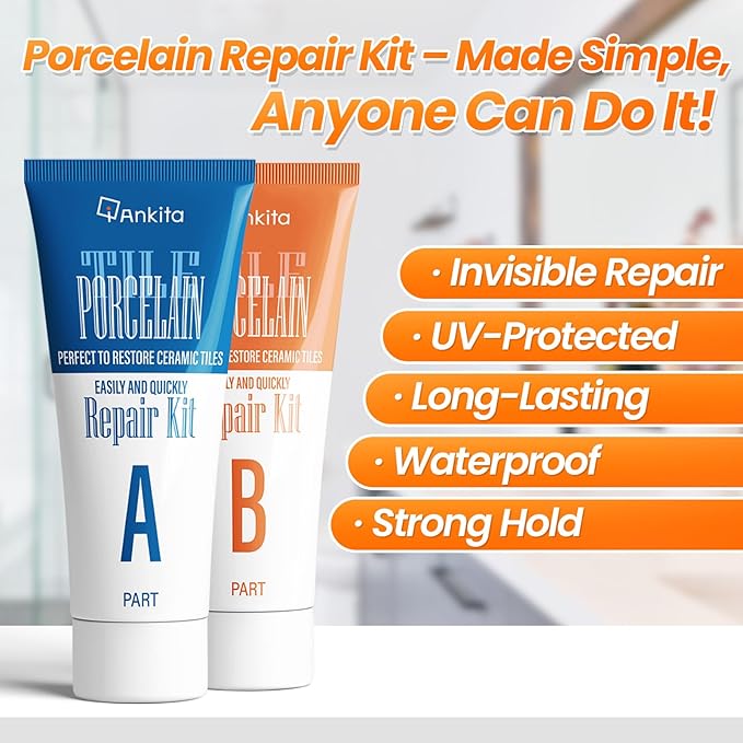 Porcelain Repair Kit White, High-Gloss Chipped Sink & Tile Repair Kit to Quickly Fix Sinks Chips and Tile Cracks with High Bond Strength, Porcelain Sink Repair Kit for Tub, Sink,Trim & Repair Kits