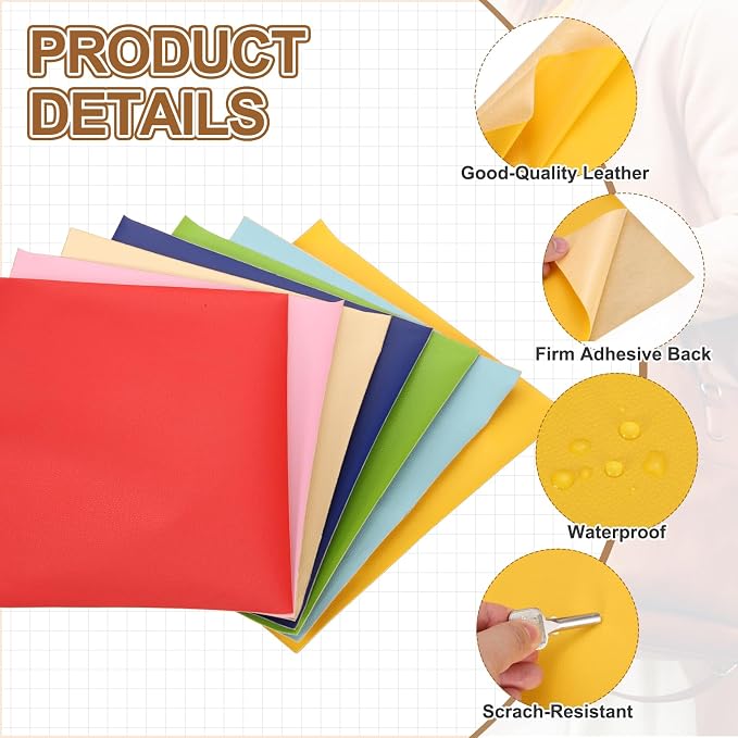 MECCANIXITY 5 Pcs Leather Repair Patch 10"x12" Self-Adhesive Leather Vinyl Repair Tape Kit for Furniture Couches Sofa Chair Car Boat Seats Jackets, Yellow