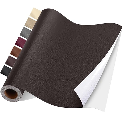 Self Adhesive Leather Repair Patch Kit, 31.4 in x 16 in Large Vinyl Leather Repair Tape for Furniture, Car Seat, Couch, Sofa, Chair Brownish Black