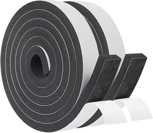 Yotache Foam Insulation Tape 2 Rolls 1" x3/8", High Density Foam with Adhesive Tape Self Stick Weather Stripping Thick, Total 13 Feet Long (2 X 6.5 Ft Each)