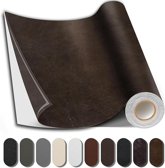 Shagoom Leather Repair Patch, 35X79 inch Strong Sticky Repair Patch Self Adhesive Waterproof, DIY Large Vinyl Patches for Couches, Furniture, Sofa, Car, Chair (DBrown, 35X79 inch)