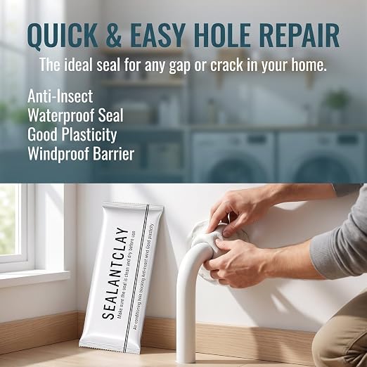 8Pack Fast Drying Moldable Sealant Clay - Repair Putty for Drain Pipes, Wall Cracks, Air Conditioner Holes and Household Gap Sealing