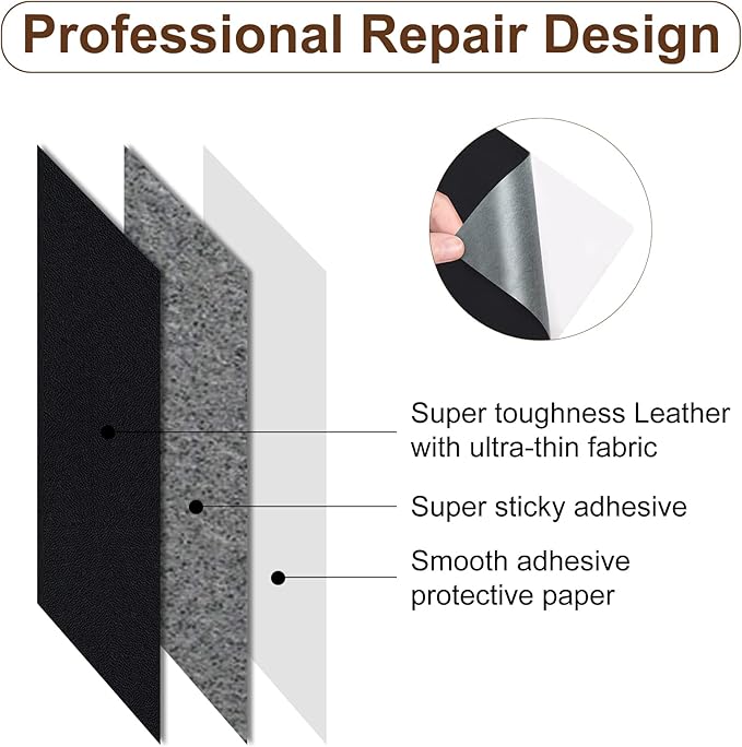 Numola Leather Repair Patch 8×11 inch Self-Adhesive Leather Repair Tape, Scratch/Holes Vinyl Repair Kit for Couch, Car Seat, Sofas, DIY Furniture Upholstery, Chair, Jackets, First-aid (Light Brown)