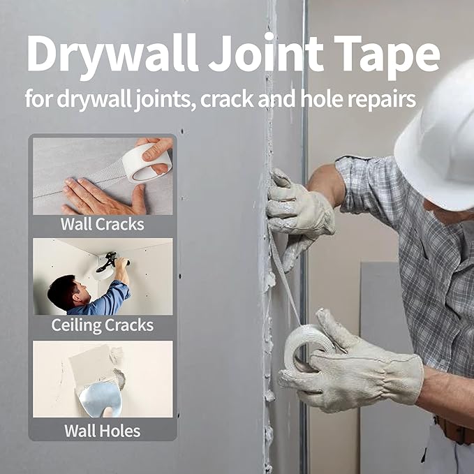 Drywall Joint Tape 2 Inch x 150FT Self-Adhesive Fiberglass Mesh Tape for Wall Crack Repair & Drywall Finishing