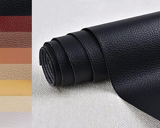 PXBBZDQ Leather Repair Patch Self Adhesive 15.7"×59" Leather Stickers for Car Seats Black Faux Leather Fabric for Upholstery Vinyl Seat Tape for Furniture, Couch Patch Kit for Cars Interior