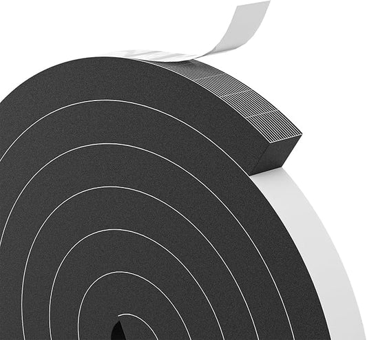 1" x 1" EVA Foam Weather Stripping Tape, 6.5FT Self-Adhesive Foam Seal Strip for Large Door & Window Gaps, Black