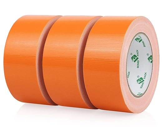 BOMEI PACK Orange Duct Tape, 3Rolls Heavy Duty Strong Industrial Color Duct Tape 9mil x 1.88inch x 30yds for Packing and Repairing