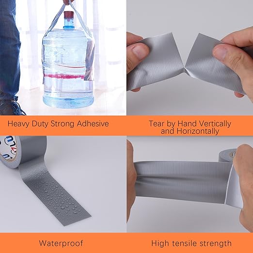 Duct Tape Bulk, Silver Duct Tape Heavy Duty, 12 Rolls x 20 Yard x 1.88 Inch Per Roll, Flexible, No Residue, All-Weather and Tear by Hand, Bulk Value for Indoor & Outdoor Repairs, Industrial Use