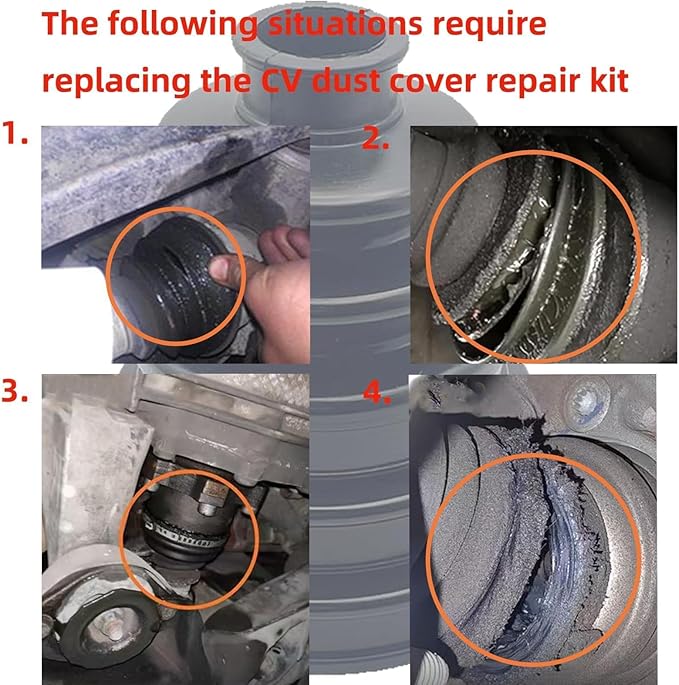 2PCS Silicone CV Boot Repair Kit with Expander Tool and 4 Stainless Steel Clamps Fits for 2.41" 2.81" 3.43" Calibers CV Axle and Tie Rod Joint Universal CV Joint Boot Dustproof and Waterproof