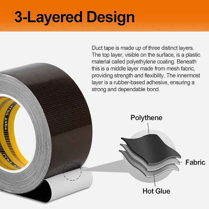 LLPT Duct Tape Premium Grade 2.36 Inches x 108 Feet x 11 Mil Easy Tear Residue Free Strong Adhesive Color Orange (DT250)