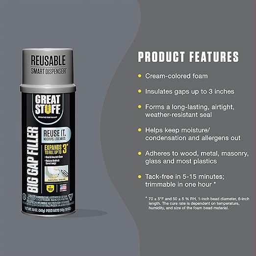 Great Stuff 99108860 Smart Dispenser Big Gap Filler, Cream