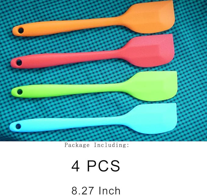 zYoung 4 Pcs Silicone Spatulas, Rubber Spatula Heat Resistant Seamless One Piece Design Flexible Scrapers Baking Mixing Tool,Small