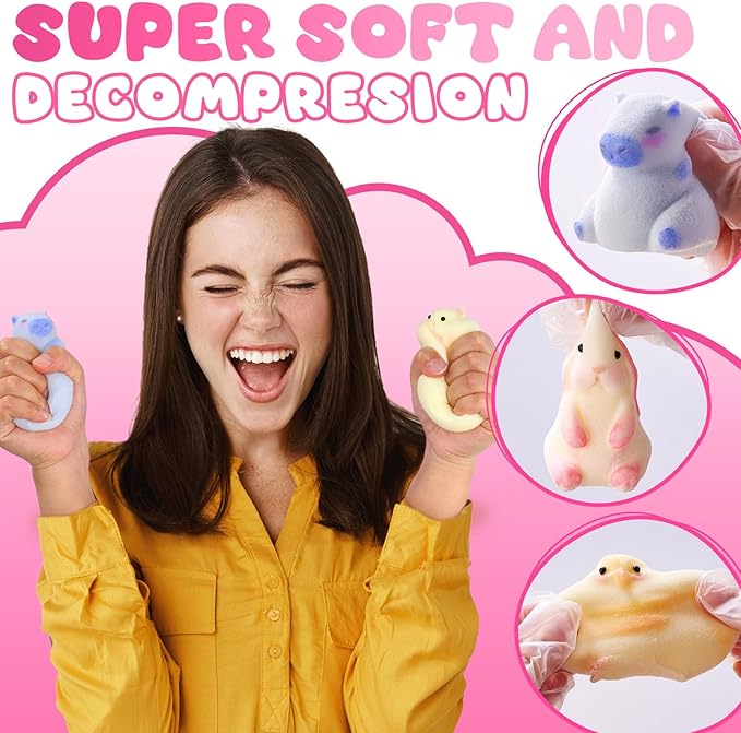 LET'S RESIN Flex Rubber for Taba Squishy Kit, All-in-one Beginner Kit for Squishy Maker, with 16oz Silicone Gel, Hamster/Capybara/Rabbit/Chick Silicone Molds, Color Paste, Flocking Powder, Ideal Gifts