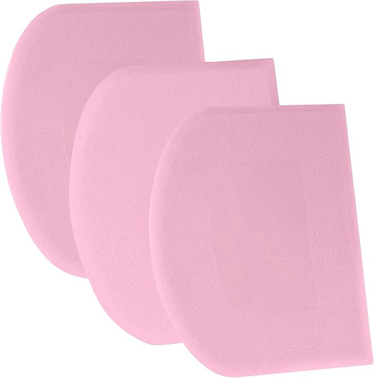 SURDOCA Dough Scraper Bench Scraper - 3P 13x7.9" Plastic Flexible Bowl Scraper, Sharp Edge & Angles Cake Scraper. Non-Slip Bakeware Decorating Tools Sculpting & Modeling Tools - Pure Pink