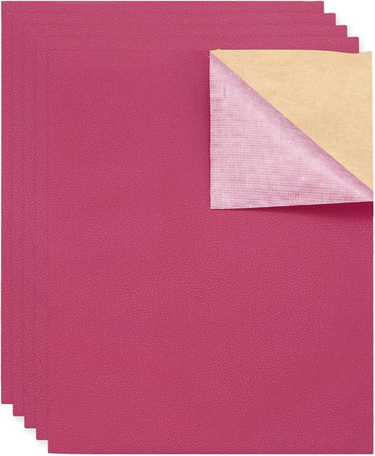 MECCANIXITY 5 Pcs Leather Repair Patch 10"x12" Self-Adhesive Leather Vinyl Repair Tape Kit for Furniture Couches Sofa Chair Car Boat Seats Jackets, Rose Red