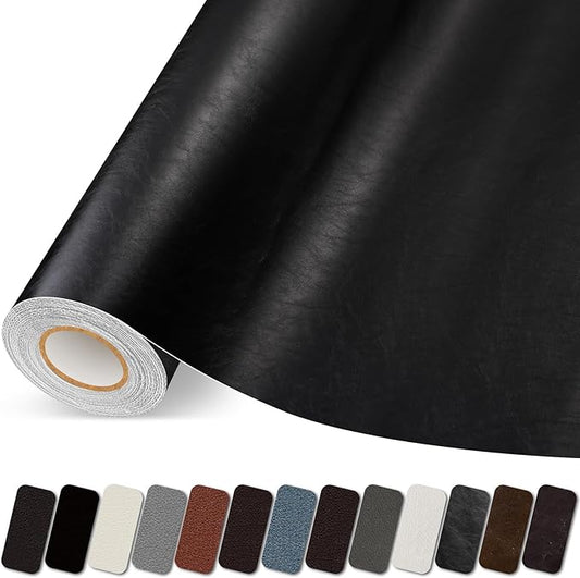 Leather Repair Patch, 17X79 Inch Self Adhesive Leather Repair Tape, Large Vinyl Patch Kit for Couches, Sofa, Furniture, Car Seats, Office Chairs, Cabinets, Handbags（Black, 17X79 Inch）