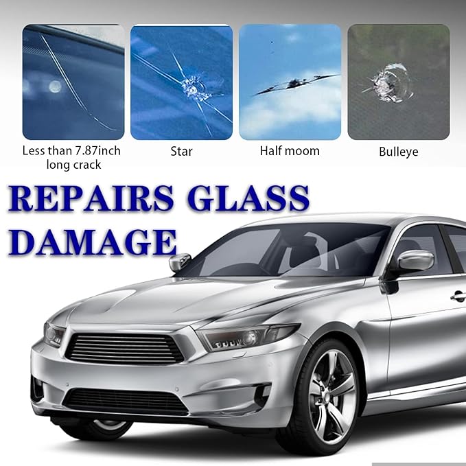 Windshield Repair Kit, 2 Pcs Car Glass Repair Kit Quick Fix for Chips & Cracks, Windshield Crack Repair Kit,Cracks Gone Glass Kit, Automotive Windscreen Tool, Nano Fluid Filler